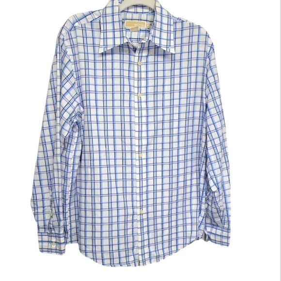 Michaelā Kors Men'sĀ Button Down Blue/WhiteāShirt SizeāMedium - Picture 2 of 8
